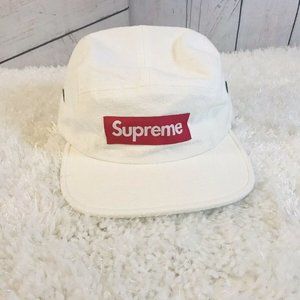 Supreme Box Logo Napped Canvas Camp Cap White/Red